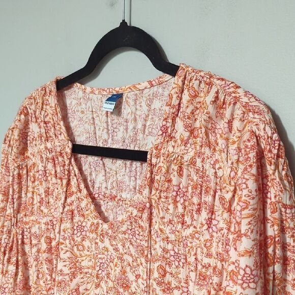 H&M Orange Long Sleeve Relaxed Blouse with Ruched Details - Picture 2 of 7
